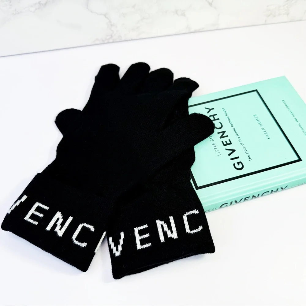 Givenchy Black Logo Knit Gloves - Picture 2 of 5